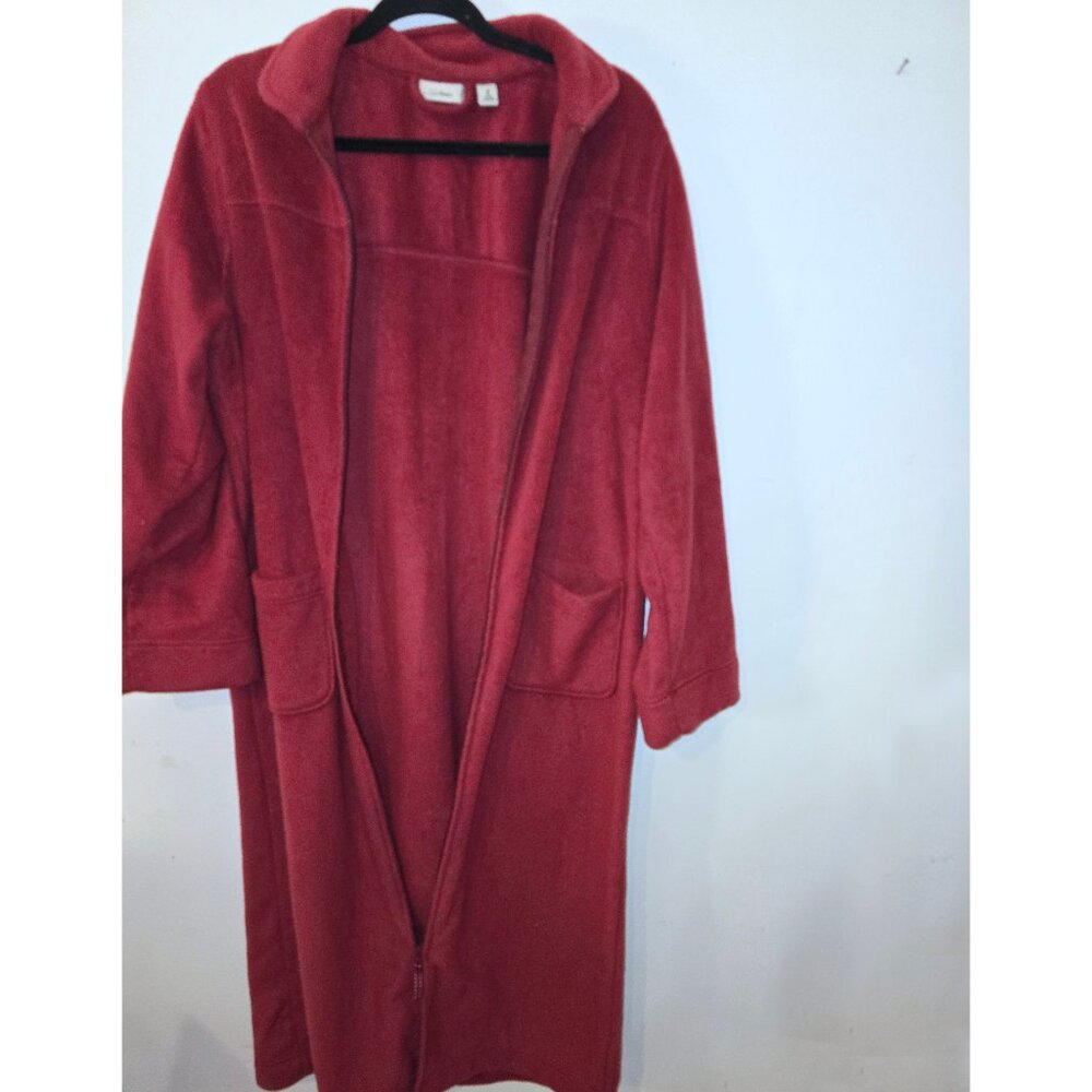 L.L.Bean Fleece Robe Red Size Medium - Picture 3 of 5